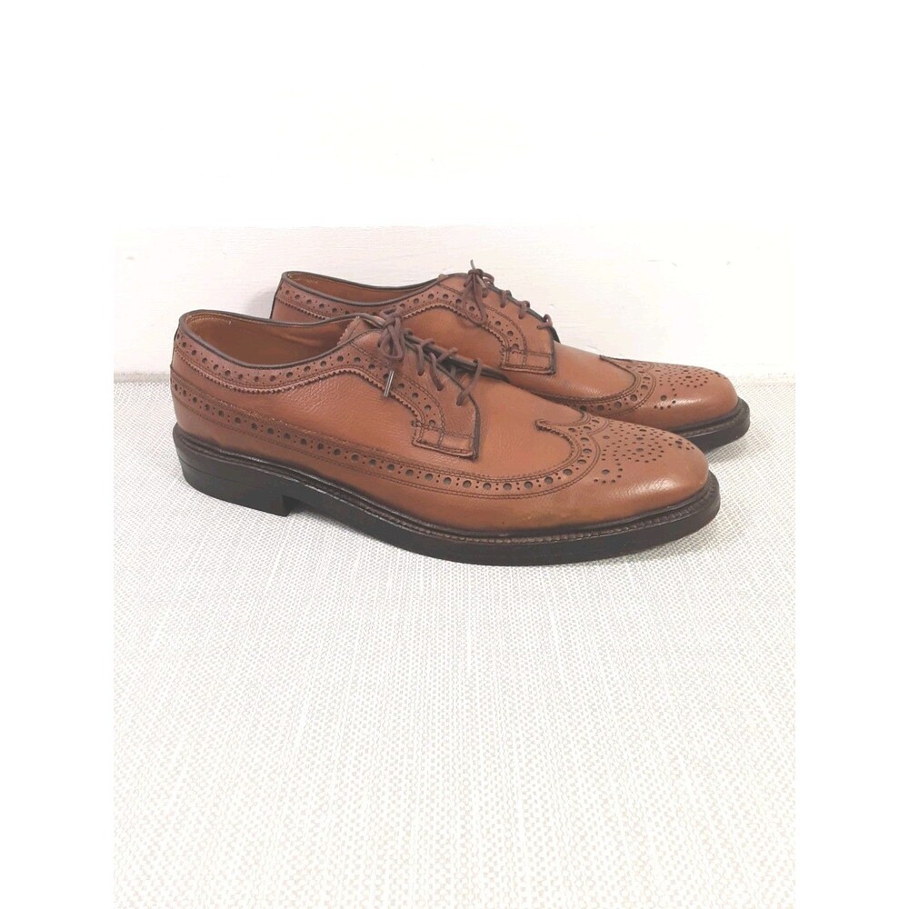 Nettleton Vintage Dress Shoes Size 10 C Brown Leather Oxford Wingtip Brogue Men